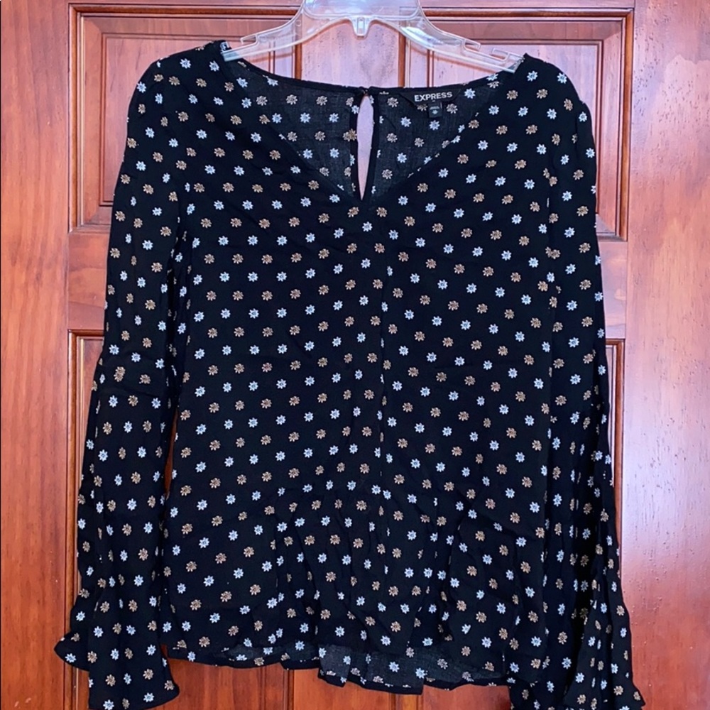 Black bell sleeve top